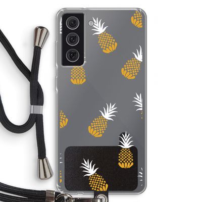 Ananasjes: Samsung Galaxy S21 FE Transparant Hoesje met koord