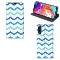 Samsung Galaxy A70 | Hoesje met Magneet | Zigzag Blauw