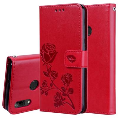 Rose reliëf horizontale Flip PU lederen draagtas voor Huawei P Smart 2019 met houder & kaartsleuven & portemonnee (rood)