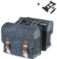 Basil Dubbele fietstas bohème mik 35 liter - indigo blauw