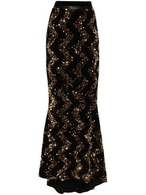 STYLAND jupe ornée sequins à coupe longue - Noir