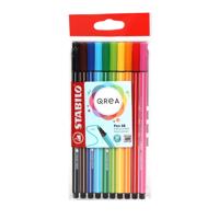 Viltstift stabilo pen 68/10 qrea m 10st ass