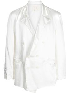 Greg Lauren blazer satiné à boutonnière croisée - Blanc