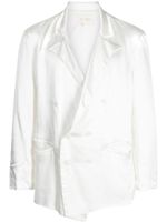 Greg Lauren blazer satiné à boutonnière croisée - Blanc - thumbnail