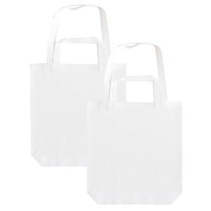 Canvas tas met dubbel hengsel - 2x - wit - 38 x 42 cm- Katoen - Boodschappen draagtas/shopper