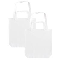 Canvas tas met dubbel hengsel - 2x - wit - 38 x 42 cm- Katoen - Boodschappen draagtas/shopper