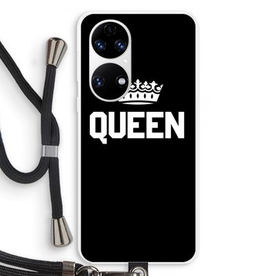 Queen zwart: Huawei P50 Transparant Hoesje met koord