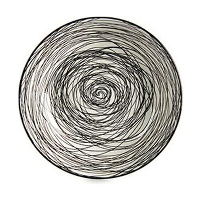 Diep bord Vessia MB19A3181-SB MB19A3181-SB Wit Zwart Porselein Strepen 20 x 4,7 x 20 cm (6 Stuks)