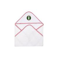 Badcape handdoek rood/wit - Baby - FR - Wat gaan we doen vandaag - logo op de muts
