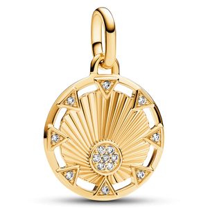 Pandora Me 763039C01 Hangbedel Power of the Light Sun Medallion zilver-zirconia goudkleurig-wit