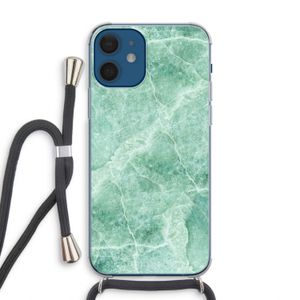 Groen marmer: iPhone 12 Transparant Hoesje met koord