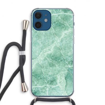 Groen marmer: iPhone 12 Transparant Hoesje met koord