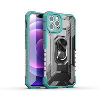 iPhone 13 Pro hoesje - Backcover - Rugged Armor - Ringhouder - Shockproof - Extra valbescherming - TPU - Groen
