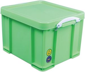 Really Useful Box opbergdoos 35 liter, neongroen met witte handvaten