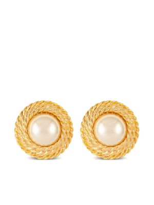 Susan Caplan Vintage boucles d'oreilles à perle artificielle (années 1990) - Blanc