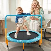 φ92 cm Kindertrampoline met Handvat Mini-trampoline tot 150 kg Belastbaar Opvouwbaar Trampoline Oranje