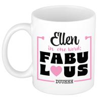 Naam mok Ellen - wit - Fabulous - keramiek - 300 ml - cadeau collega beker