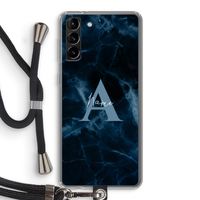 Midnight Marble: Samsung Galaxy S21 Plus Transparant Hoesje met koord