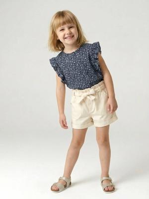 Meisjesshort in paperbag-stijl ecru