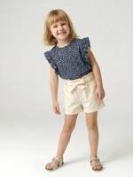 Meisjesshort in paperbag-stijl ecru