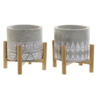 Kaars DKD Home Decor Grijs Hout Bruin Cement Aluminium Was (10 x 10 x 12 cm) (2 Stuks)
