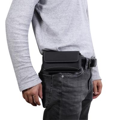 Mannen universele Oxford doek draagbare mobiele telefoon taille Pack lederen hoes for iPhone XS / Galaxy S10 / 5.2 Inch of onder Smartphones(Black)