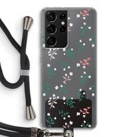 Small white flowers: Samsung Galaxy S21 Ultra Transparant Hoesje met koord