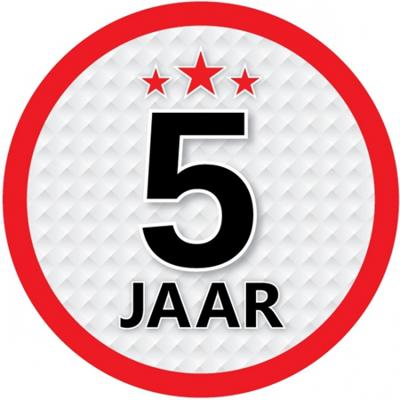 5 jaar leeftijd sticker - rond - Dia 15 cm - 5 jaar verjaardag - jubileum - leeftijd versiering