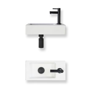 Fonteinset Baseline keramiek 36x18x9 cm wit mat