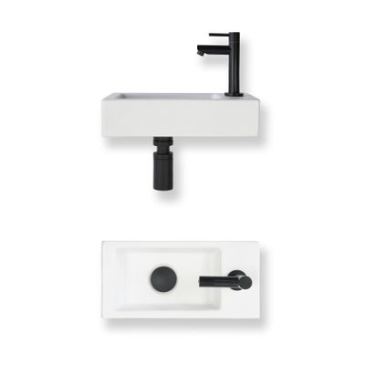 Fonteinset Baseline keramiek 36x18x9 cm wit mat