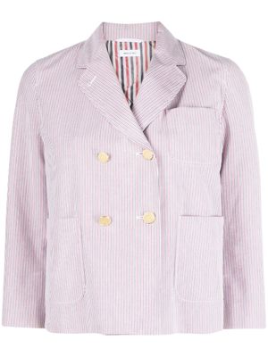 Thom Browne veste rayée à boutonnière croisée - Rouge