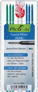 Pica Vullingenset | 3x blauw, 2x wit, 3x groen | waterbestendig | Pica Dry 4040 | 8 stiften / set | 1 stuk - 4040 - 4040a