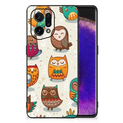 OPPO Find X5 Dierenprint Telefoonhoesje Vrolijke Uilen
