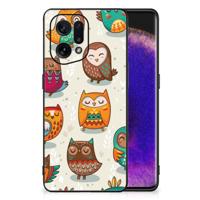 OPPO Find X5 Dierenprint Telefoonhoesje Vrolijke Uilen