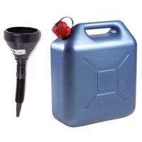 Jerrycan - kunststof - blauw - 20 liter - incl. trechter - kunststof - D15 cm