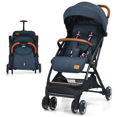 Opvouwbare Kinderwagen Handig Vouwmechanisme met één Hand Lichtgewicht Aluminium Frame Verstelbare Rugleuning-Blauw