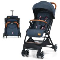 Opvouwbare Kinderwagen Handig Vouwmechanisme met één Hand Lichtgewicht Aluminium Frame Verstelbare Rugleuning-Blauw