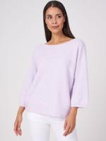 Tweekleurige geribde trui van biologische cashmere-katoen mix