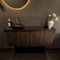 Mondiaz Fowy toiletmeubel 120cm dark brown met blad en waskom urban links zonder kraangat
