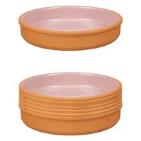 8x stuks tapas/hapjes serveren/oven schaal terracotta/roze 23 x 4 cm