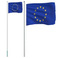 vidaXL Vlag met vlaggenmast Europa 6,23 m aluminium - thumbnail