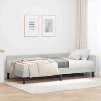 Hoekbedframe met Matras Anders 2 pcs Lichtgrijs Fluweel