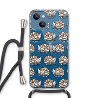 Slapende poes: iPhone 13 mini Transparant Hoesje met koord