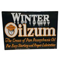 Winter Oilzum Stalen Bord Met relief - 50 x 35cm