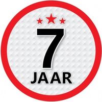 10x 7 Jaar leeftijd stickers rond verjaardag versiering - Feeststickers