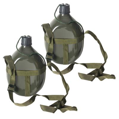 Gerimport Survival veldfles - 2x - kunststof - 1.7 liter - leger groen - veld flacon - noodpakket Gerimport Survival veldfles - 2x - kunststof - 1.7 liter - leger groen - veld flacon - noodpakket