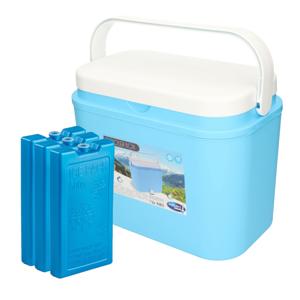 Excellent Houseware koelbox kunststof blauw 10 liter met 4x koelelementen