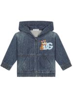 Dolce & Gabbana Kids hoodie en jean à logo - Bleu