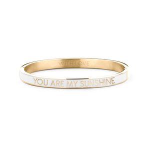 Key Moments 8KM BC0008 Stalen Bangle met Tekst You Are My Sunshine One-size Goudkleurig / Wit