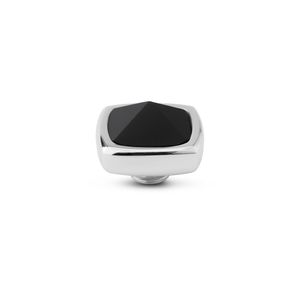 Melano Vivid Boxy CZ Steentje Zwart Zilver